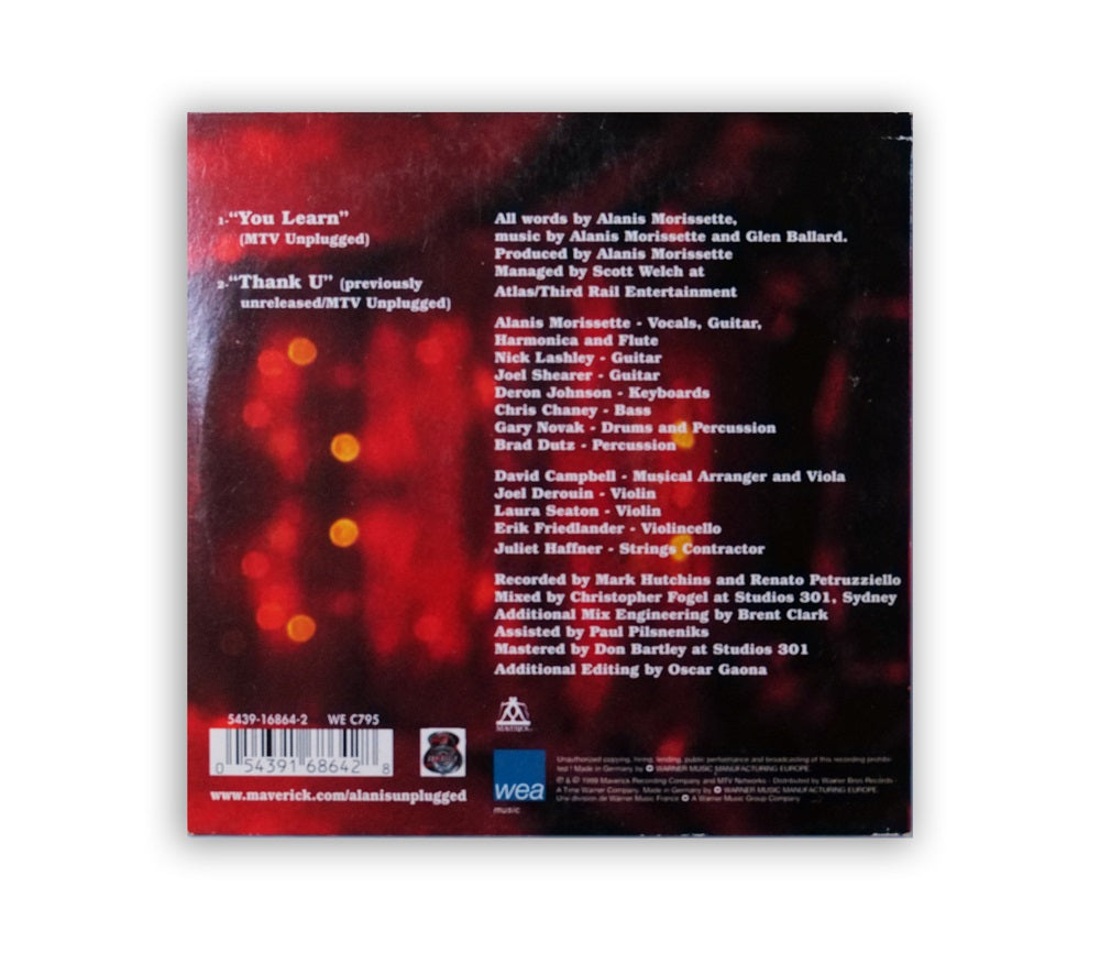 Alanis Morissette - You Learn MTV Unplugged CD Single - France