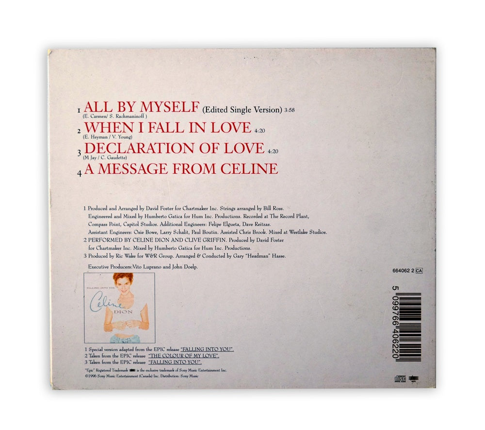 Celine Dion - All By Myself Limited Edition CD Single Digipak - UK