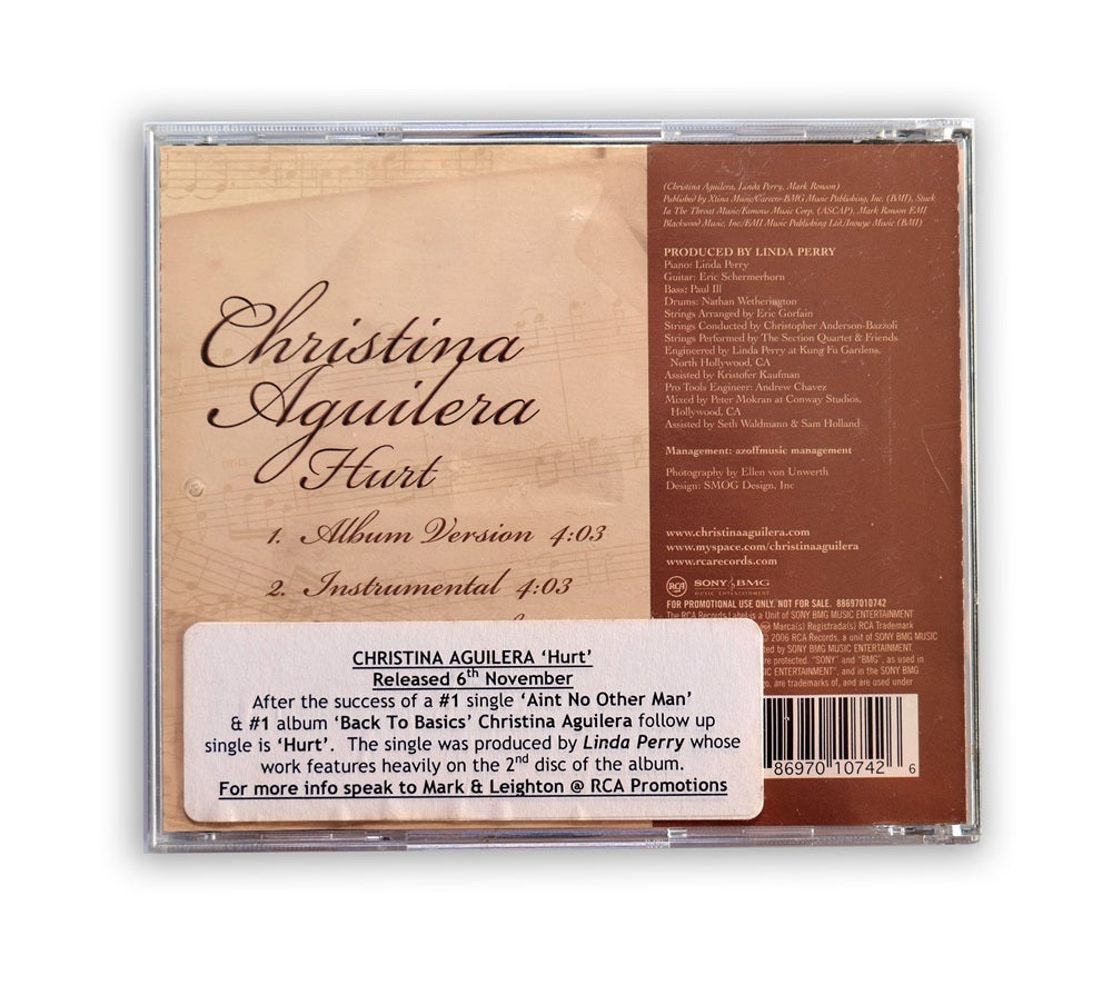 Christina Aguilera - Hurt CD Single Promo - UK