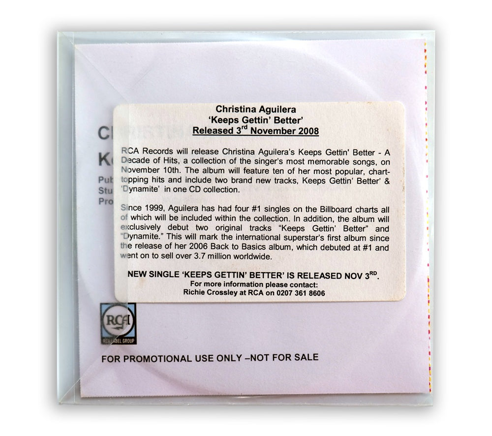 Christina Aguilera - Keeps Gettin' Better CD Single Promo - UK