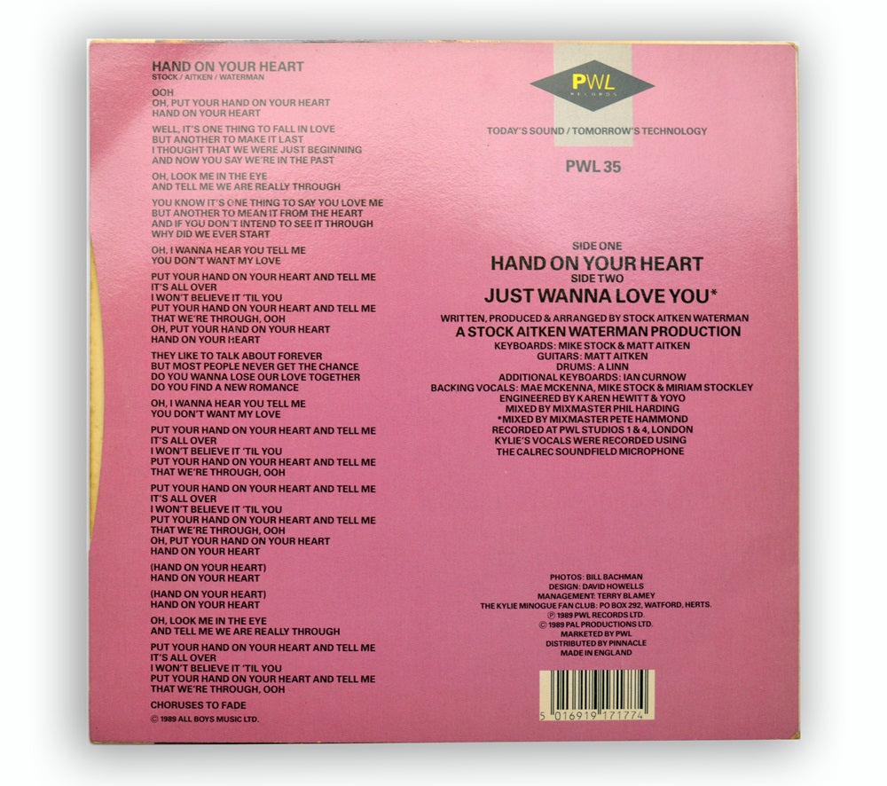 Kylie Minogue - Hand On Your Heart 7" - UK