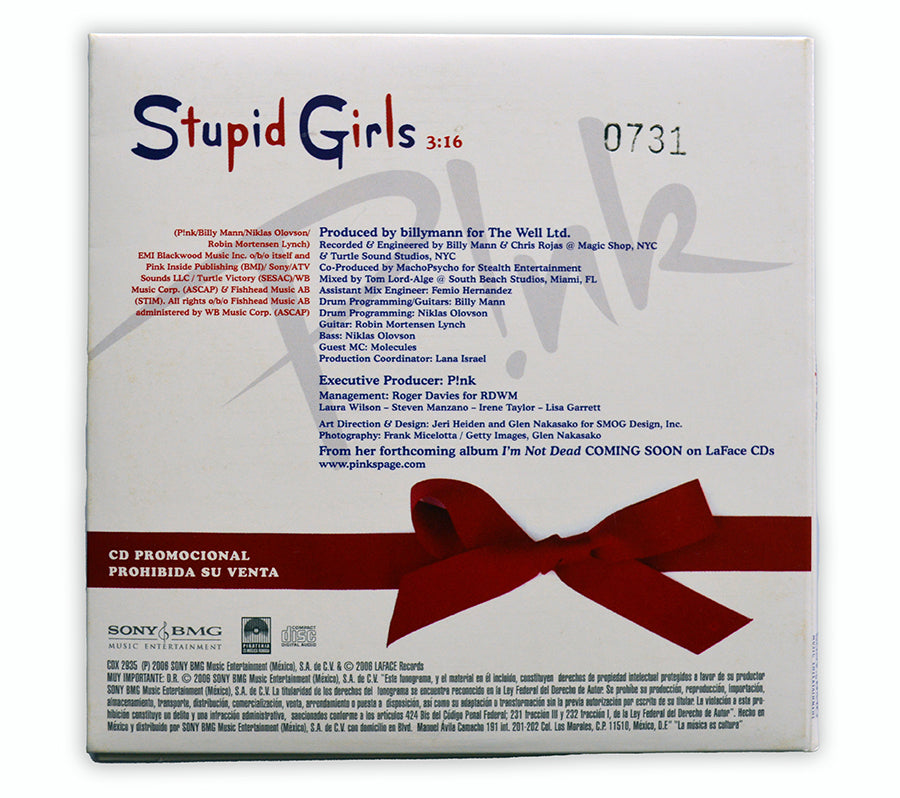P!nk - Stupid Girl CD Single Promo - Mexico